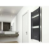 Saqu Calm Handdoekradiator - 830W - 60x119 cm - Mat Zwart - Verwarming Badkamer - Handdoekrek Radiator