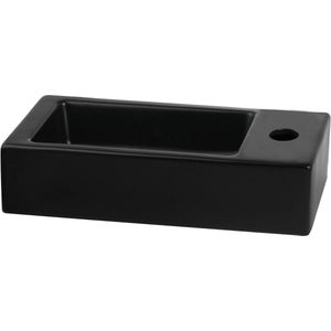 Saqu Trento Toiletfontein - 36x18 cm - Rechts - Keramiek - Mat Zwart - Wasbak