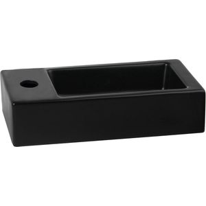 Saqu Trento Toiletfontein - 36x18 cm - Links - Keramiek - Mat Zwart - Wasbak
