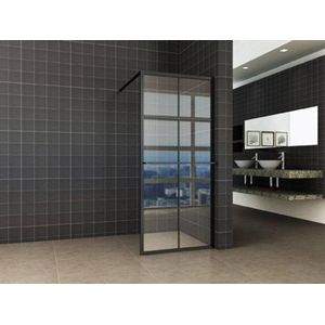 Saqu Industrial Black Inloopdouche met Handdoekhouder - 120x200 cm - Helder Glas/- Mat Zwart - Douchewand