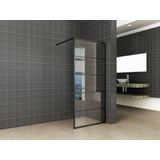 Saqu Industrial Black Inloopdouche 80x200 cm - Nanoglas/Helder Glas/- Mat Zwart - Douchewand