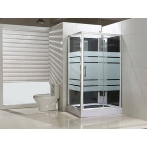 Saqu Total Shower Douchecabine - met Rechts Draaiende Deur 120x90x225 cm - Veiligheidsglas - Semi-gesatineerd Glas/Aluminium Mat - Douchewand