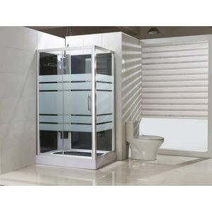 Saqu Total Shower Douchecabine - met Links Draaiende Deur 120x90x225 cm - Veiligheidsglas - Semi-gesatineerd Glas/Aluminium Mat - Douchewand