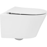 Saqu Sky 2.0 Hangtoilet - Randloos met Slimseat Toiletbril met Quickrelease - Mat Wit - WC Pot - Toiletpot - Hangend Toilet