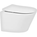 Saqu Sky 2.0 Compact Randloos Hangtoilet - met Slimseat Toiletbril met Quickrelease - Wit - WC Pot - Toiletpot - Hangend Toilet