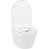 Saqu Sky 2.0 Compact Randloos Hangtoilet - met Slimseat Toiletbril met Quickrelease - Wit - WC Pot - Toiletpot - Hangend Toilet