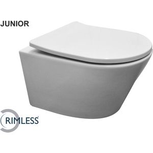 Saqu Sky 2.0 Compact Randloos Hangtoilet - met Slimseat Toiletbril met Quickrelease - Wit - WC Pot - Toiletpot - Hangend Toilet