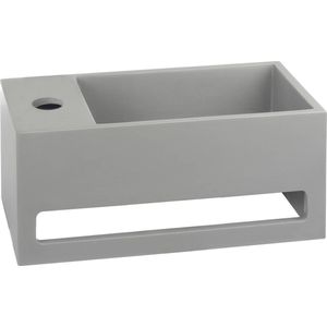 Saqu Tenno fontein links 35x20cm met handdoekhouder beton-look