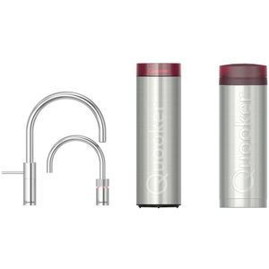Quooker Nordic Round Twintaps kokendwaterkraan - draaibare uitloop - PRO3 incl. Cube reservoir - Warm / kokend water - Chroom 3NRCHRTT-CUBE