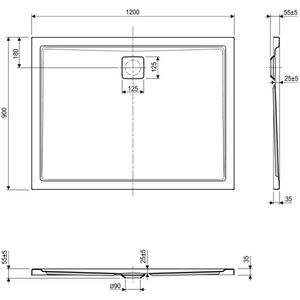 Ben Metric Design Douchebak Kunststof 120x90x3,5 cm Wit