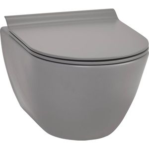 Ben Segno Hangtoilet - Compact Xtra Glaze+ Free Flush - Beton Grijs - WC Pot - Toiletpot - Hangend Toilet - Excl. Toiletbril