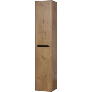 Saqu Salto hoge kast met zwarte greep 35x32x180 cm Wild Eiken