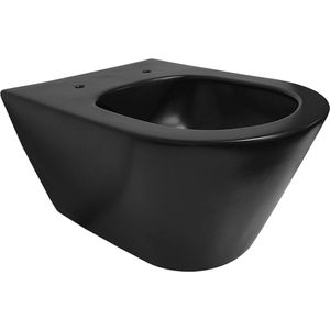 Saqu Opaque Hangtoilet - 35,5x53 Cm Rimless - Mat Zwart - WC Pot - Toiletpot - Hangend Toilet