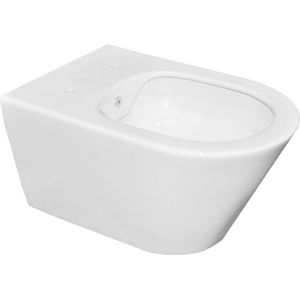 Saqu Wash Randloos Hangtoilet - met Bidet-functie 35,5x53 cm - Voorgemonteerd - Wit - WC Pot - Toiletpot - Hangend Toilet