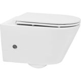 Saqu Wash 3.0 Randloos Hangtoilet - met Warm/koud Water Bidetkraan 35,5x53 cm - Voorgemonteerd - Wit - WC Pot - Toiletpot - Hangend Toilet