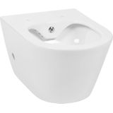 Saqu Wash 3.0 Randloos Hangtoilet - met Warm/koud Water Bidetkraan 35,5x53 cm - Voorgemonteerd - Wit - WC Pot - Toiletpot - Hangend Toilet