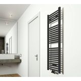 Saqu Calm Handdoekradiator - 538W - 45x119 cm - Mat Zwart - Verwarming Badkamer - Handdoekrek Radiator