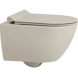 Ben Segno Hangtoilet - Compact Xtra Glaze+ Free Flush - Mat Beige - WC Pot - Toiletpot - Hangend Toilet - Excl. Toiletbril