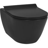 Ben Segno Hangtoilet - met Free Flush en Xtra Glaze+ Incl. Slimseat Toiletbril - Mat Zwart - WC Pot - Toiletpot - Hangend Toilet