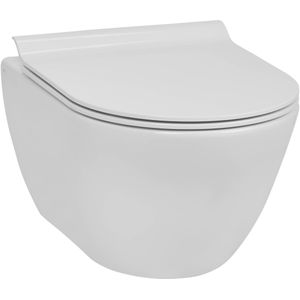 Ben Segno Compact Hangtoilet - met Free Flush en Xtra Glaze+ Incl. Slimseat Toiletbril Glanzend Wit - WC Pot - Toiletpot - Hangend Toilet