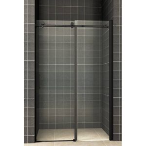 Saqu Roll Douchedeur - Schuifdeur Helder Nanoglas 110x200 cm - Mat Zwart - Veiligheidsglas