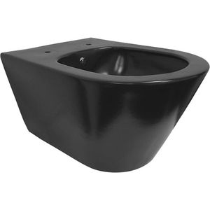 Saqu Wash Hangtoilet - met Bidet Functie 35,5x53x40 cm - Voorgemonteerd - Mat Zwart - WC Pot - Toiletpot - Hangend Toilet