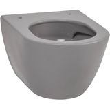 Ben Segno Hangtoilet - met Toiletbril - Compact Xtra Glaze+ Free Flush - Beton Grijs - WC Pot - Toiletpot - Hangend Toilet