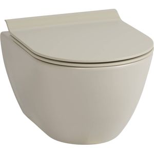 Ben Segno Hangtoilet - met Toiletbril - Compact Xtra Glaze+ Free Flush - Mat Beige - WC Pot - Toiletpot - Hangend Toilet
