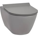 Ben Segno Hangtoilet - met Toiletbril - Xtra Glaze+ Free Flush - Beton Grijs - WC Pot - Toiletpot - Hangend Toilet