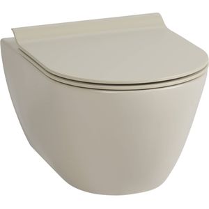 Ben Segno Hangtoilet - met Toiletbril - Xtra Glaze+ Free Flush - Mat Beige - WC Pot - Toiletpot - Hangend Toilet