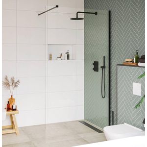 Saqu Modulo inloopdouche incl. antikalk 80x210cm mat zwart