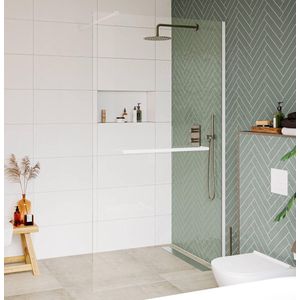 Saqu - Modulo - Inloopdouche - Mat Wit - 100x210 cm - Veiligheidsglas - Inclusief Handdoekhouder