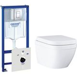 Grohe Euro complete toiletset met Rapid SL inbouwreservoir en chromen bedieningspaneel