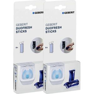 Geberit Duofresh Sticks - Wc-kiezelstenen - frisse geur en hygiënische reinheid - blauw - 16 stuks - wc-reiniger - toilettabletten