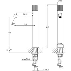 Ben Engraved Line verhoogde wastafelkraan RVS-look