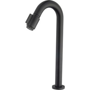 Saqu Essential 2.0 Fonteinkraan - 20 cm Hoge Uitloop - Mat Zwart - Toiletkraan - Koudwaterkraan - WC kraan