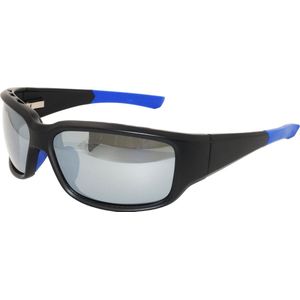 Apeirom Fomax - Zonnebril - TR-90 Ultra Light Mat Zwart Frame - TPE  Blauw Extra Soft Neusvleugel en Pootjes - UV400 - TAC 1.1mm Polarized Flash Mirror Lens