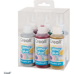 Creall - Glitterlijmset - 6x100ml - Groen, Roze, Blauw, Geel, Rood, Wit