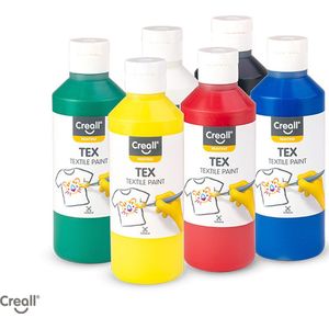 Textielverf creall tex 6 stuks 6 kleuren 250ml | Set a 6 fles