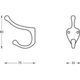 Kapstokhaak - Dubbel - Nikkel - Geborsteld - Eenvoudige Montage