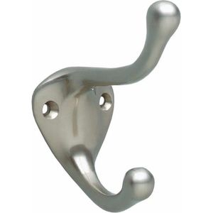 Kapstokhaak - Dubbel - Nikkel - Geborsteld - Eenvoudige Montage