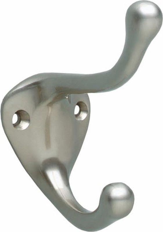 Kapstokhaak - Dubbel - Nikkel - Geborsteld - Eenvoudige Montage