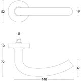 Intersteel Deurkruk half rond geveerd op rozet Ø52x10 met ring rvs geborsteld