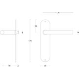 Deurkruk Recht 16mm slank op schild