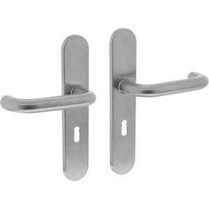Intersteel Deurkruk Rond Op Schild Sleutelgat 56mm Rvs Geborsteld