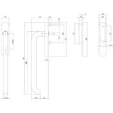 Intersteel Hef-/schuifdeurbeslag rond profielcilindergat rvs geborsteld