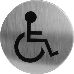 Intersteel - Pictogram Toilet Mindervalide - Rond - RVS Geborsteld