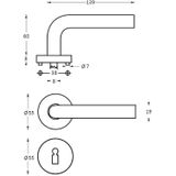 Intersteel Deurkruk Halfrond/Hoek 90° neutraal op rozet met sleutelrozetten - RVS