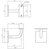 Intersteel Leuninghouder gebogen vierkant vlak rvs geborsteld