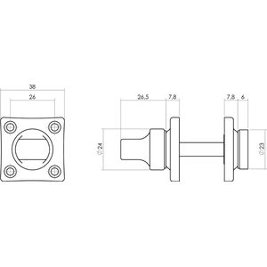 Intersteel Rozet vierkant met toilet-/badkamersluiting - messing getrommeld